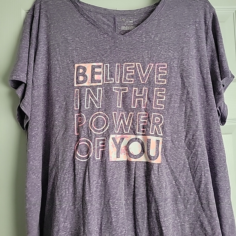 Tek Gear Lavender Tee with Motivational Print - Picture 3 of 8